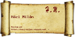 Házi Milán névjegykártya